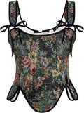 Scarlet Darkness Renaissance Floral Lace Up Bustier Top (Style VJ6G)