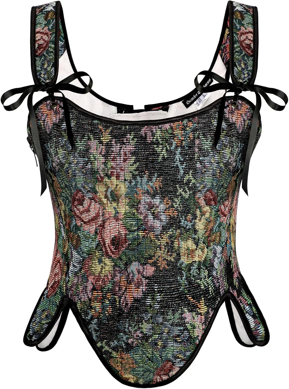 Renaissance Floral Lace Up Corset Bustier Tops for Women