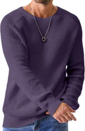 Mens Crewneck Waffle Textured Pullover Sweater - Oversized Casual Fit