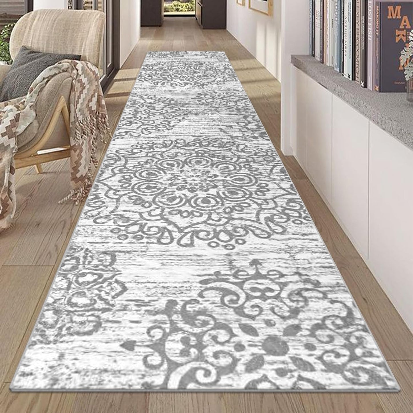 HEBE Hallway Runner Rug 2ftx10ft Vintage Non Slip Boho Carpet
