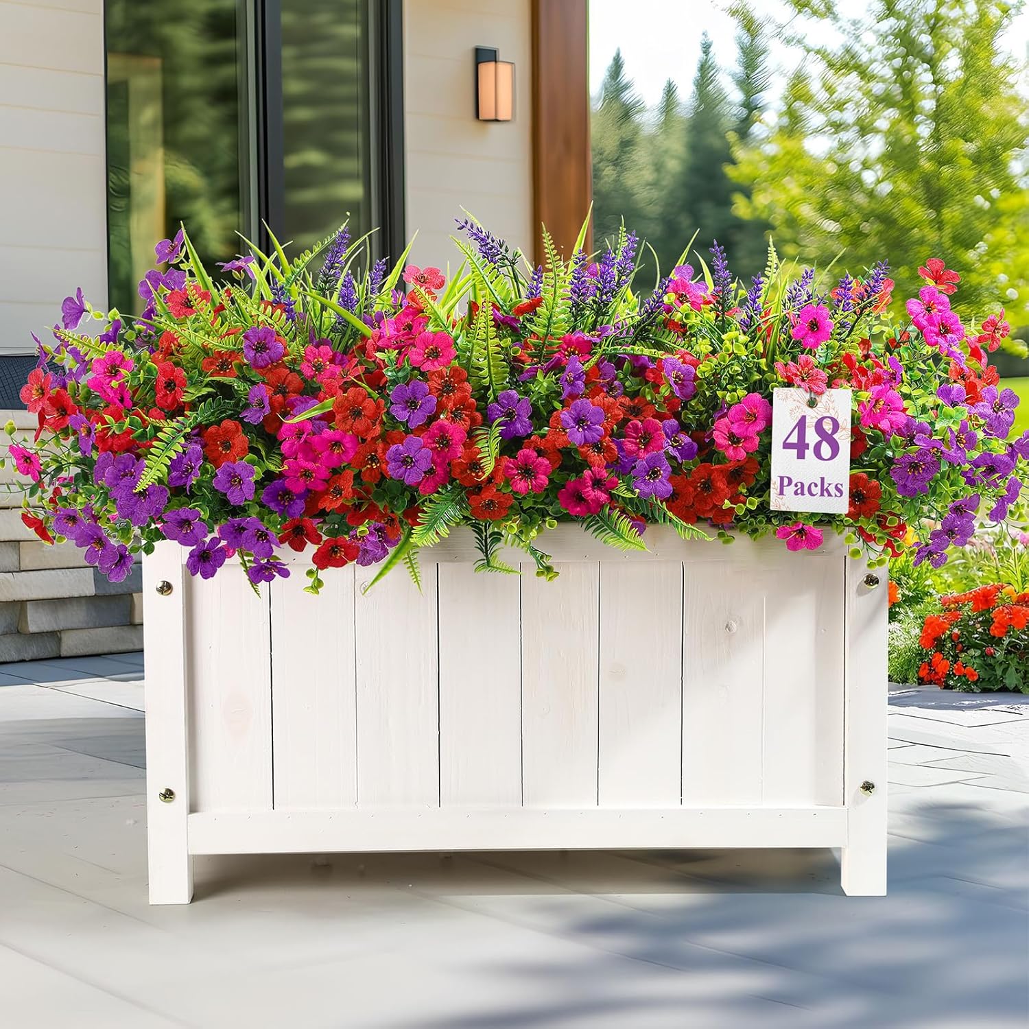 48 Bundles Artificial Flowers for Outdoor Spring Summer Decor