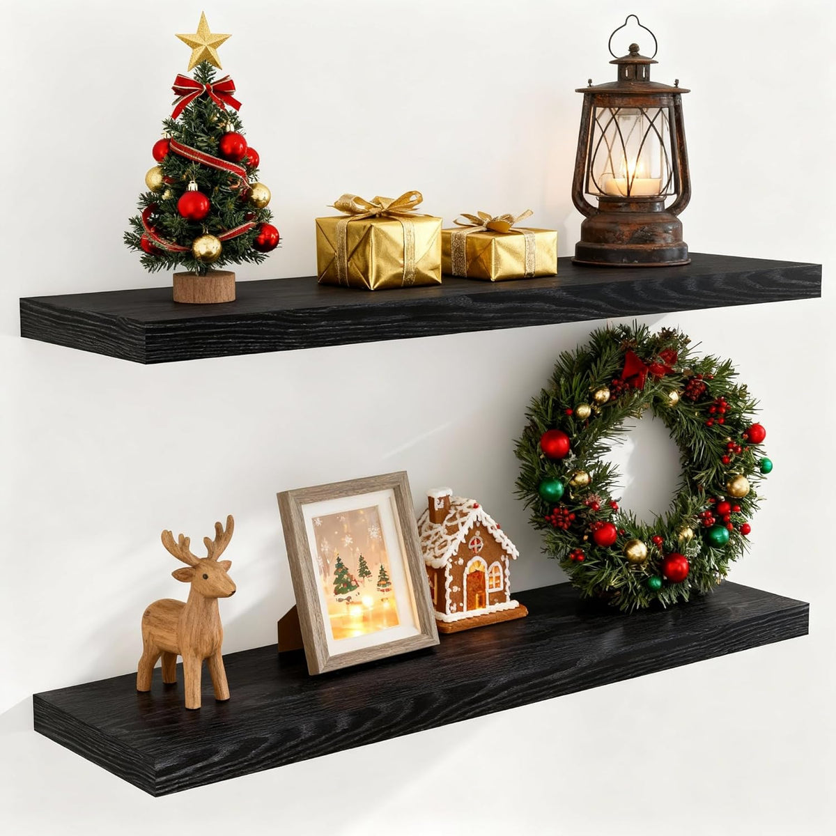 40 Inch Floating Shelves for Home Decor - Rustic Wall Storage