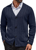 Men's Cable Knit V Neck Cardigan Sweater - Warm, Classic Layer