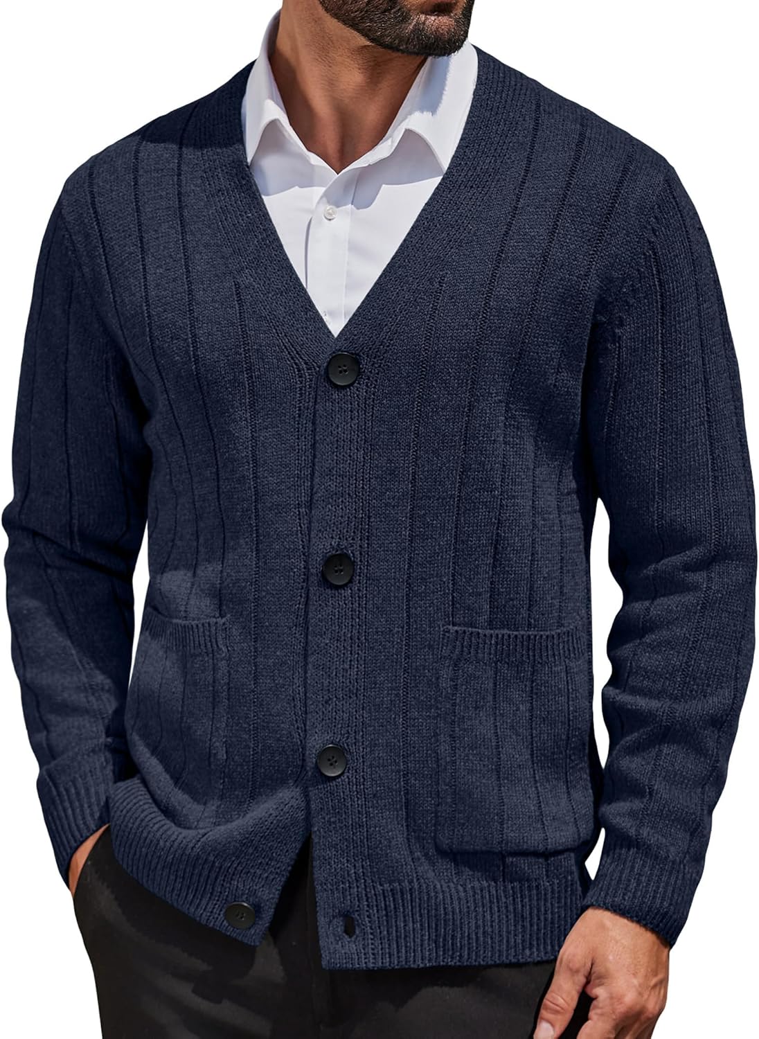 COOFANDY Men's Cardigan Sweater with Pockets for Versatile Style
