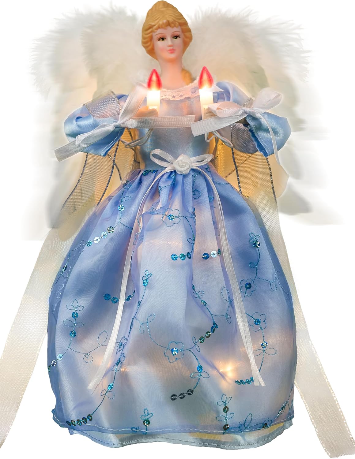 Moving Angel Tree Topper with Lights and Flapping Wings