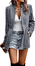 Women's Casual Business Open Front Notch Lapel Blazer - Slim Workwear