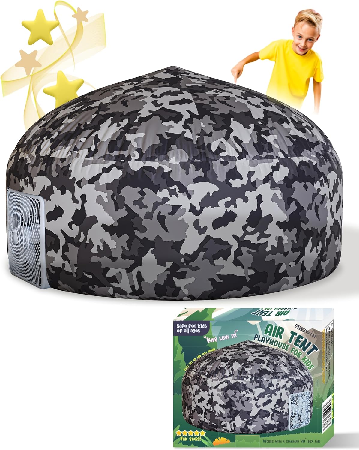 Skywin Inflatable Tent for Kids - Camo Dark Grey Fun Fort