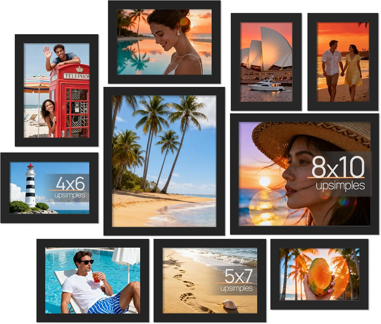 Upsimples 10 Pack Picture Frames for Collage Wall Decor