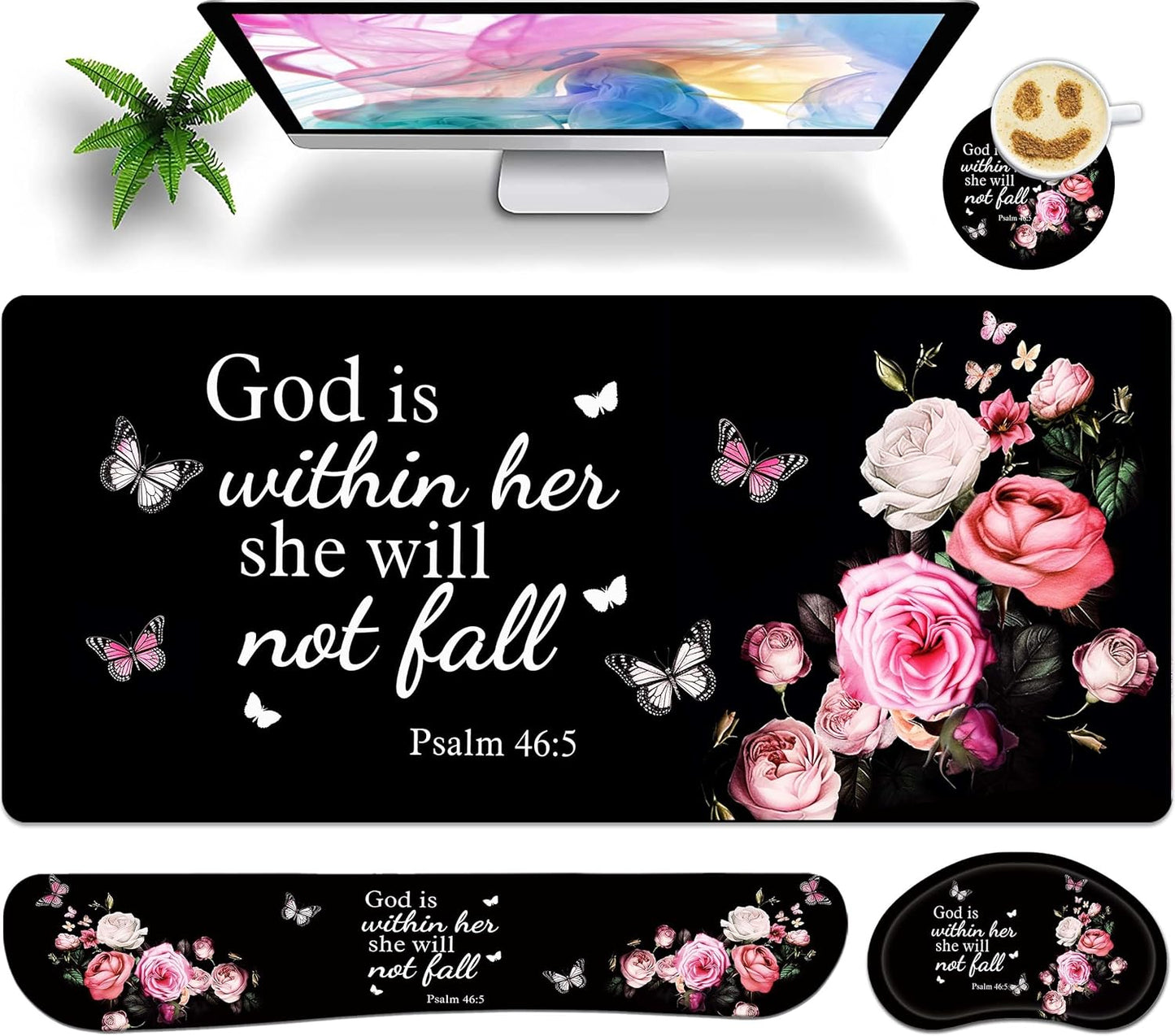 Ultimate Gaming Pad Set with Keyboard Rest - Floral Design