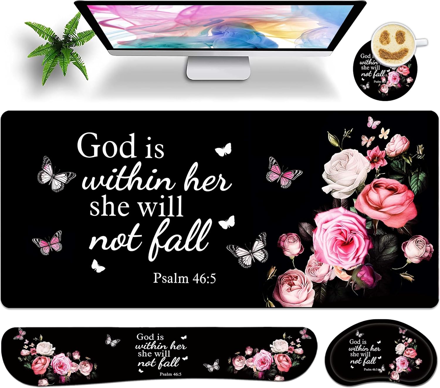 Ultimate Gaming Pad Set with Keyboard Rest - Floral Design