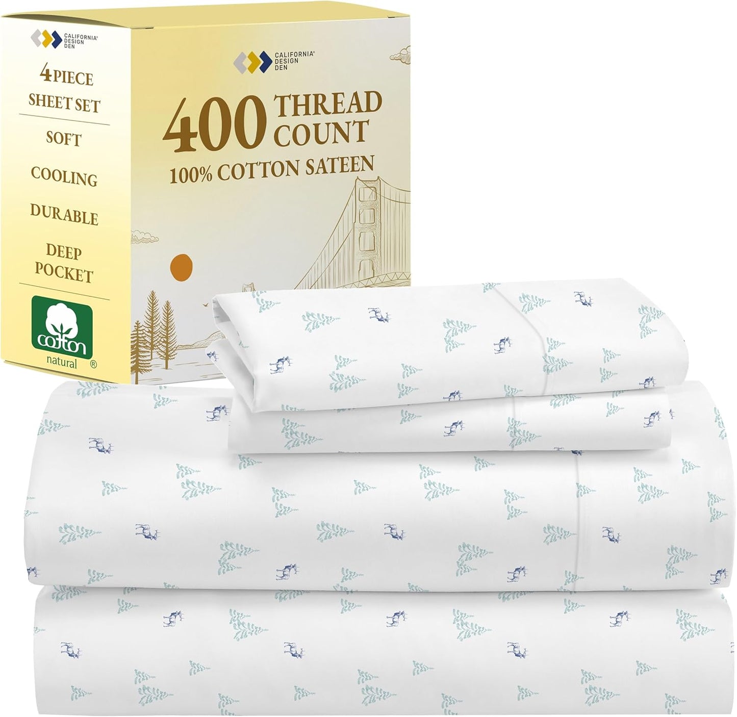 California Design Den Queen Sheet Set - 400 Thread Count Cotton
