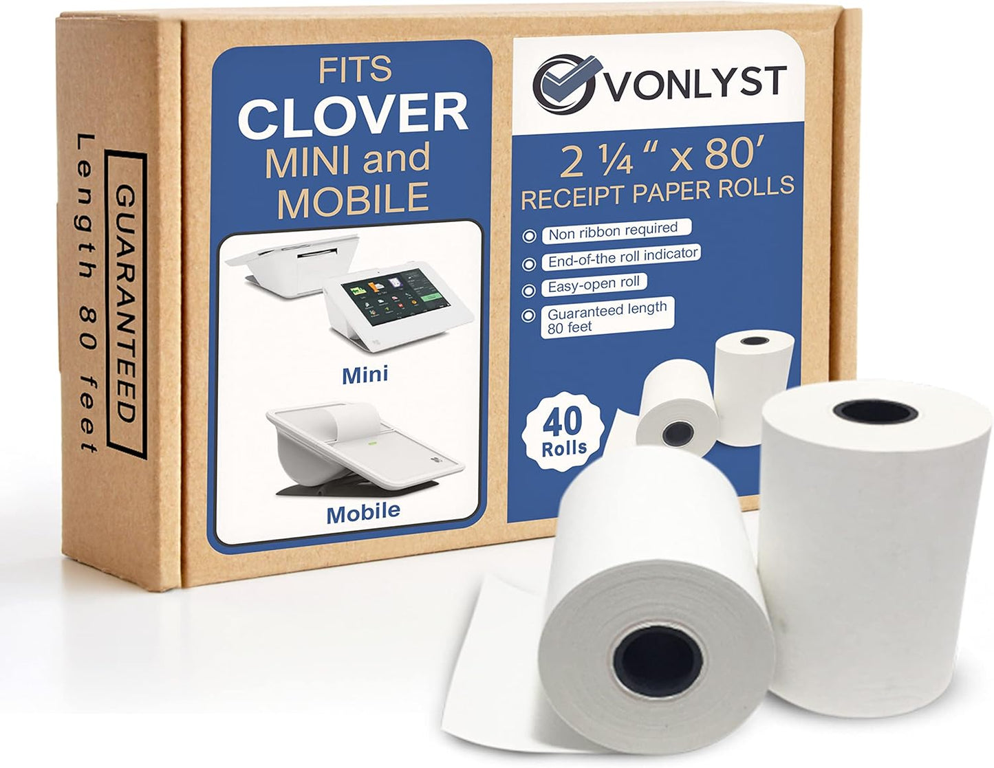 Receipt Paper for Clover Mini and Mobile Thermal Printer Rolls