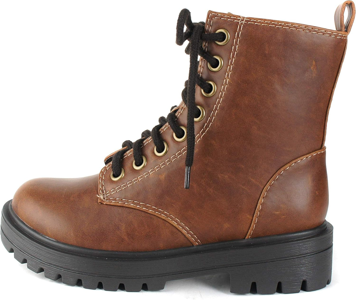 Soda FIRM Combat Ankle Bootie with Lace Up and Side Zipper