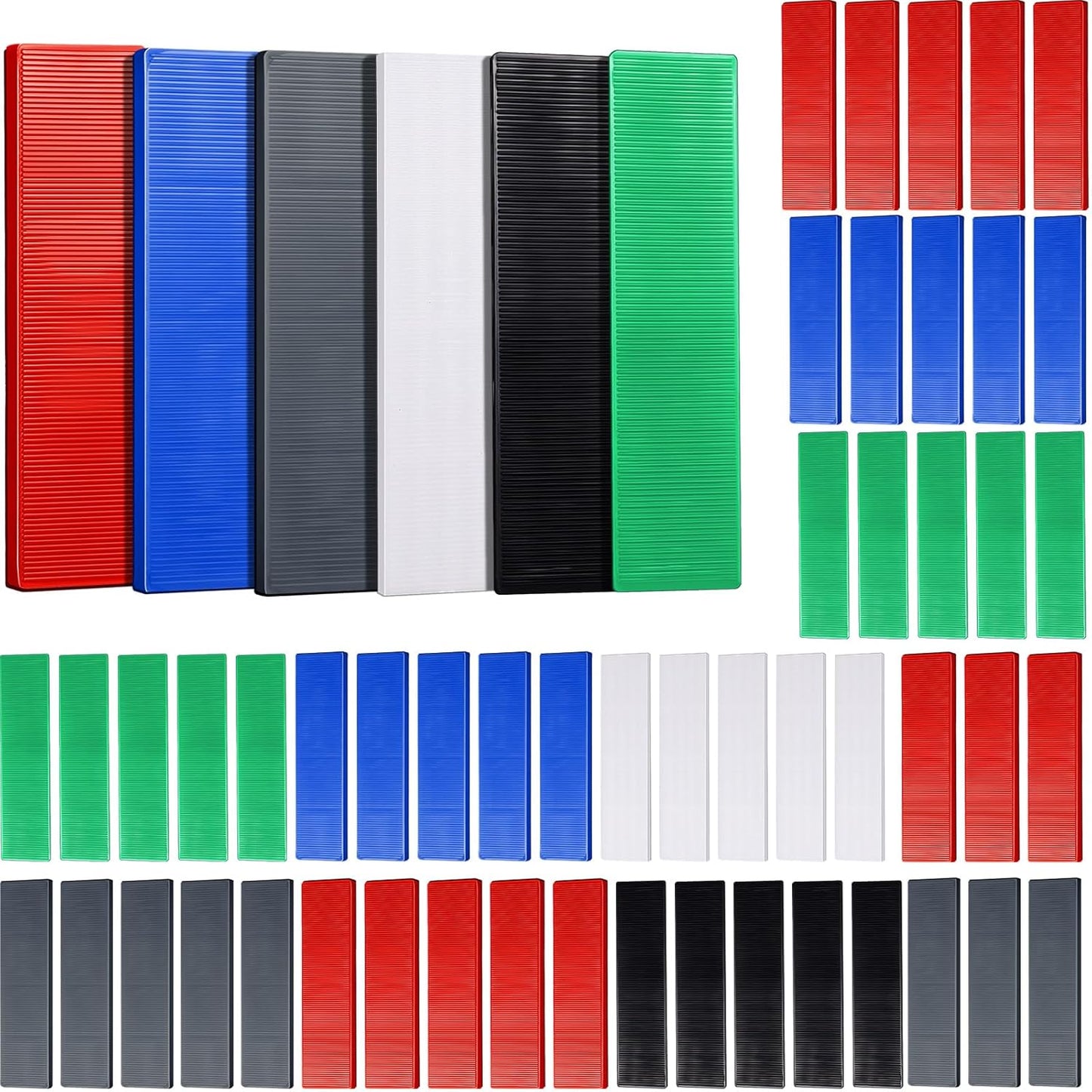 Plastic Flat Shims for Leveling - 600 Pcs in 6 Colors