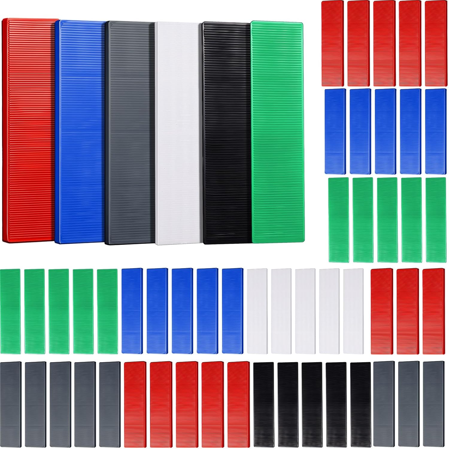 Plastic Flat Shims for Leveling - 600 Pcs in 6 Colors
