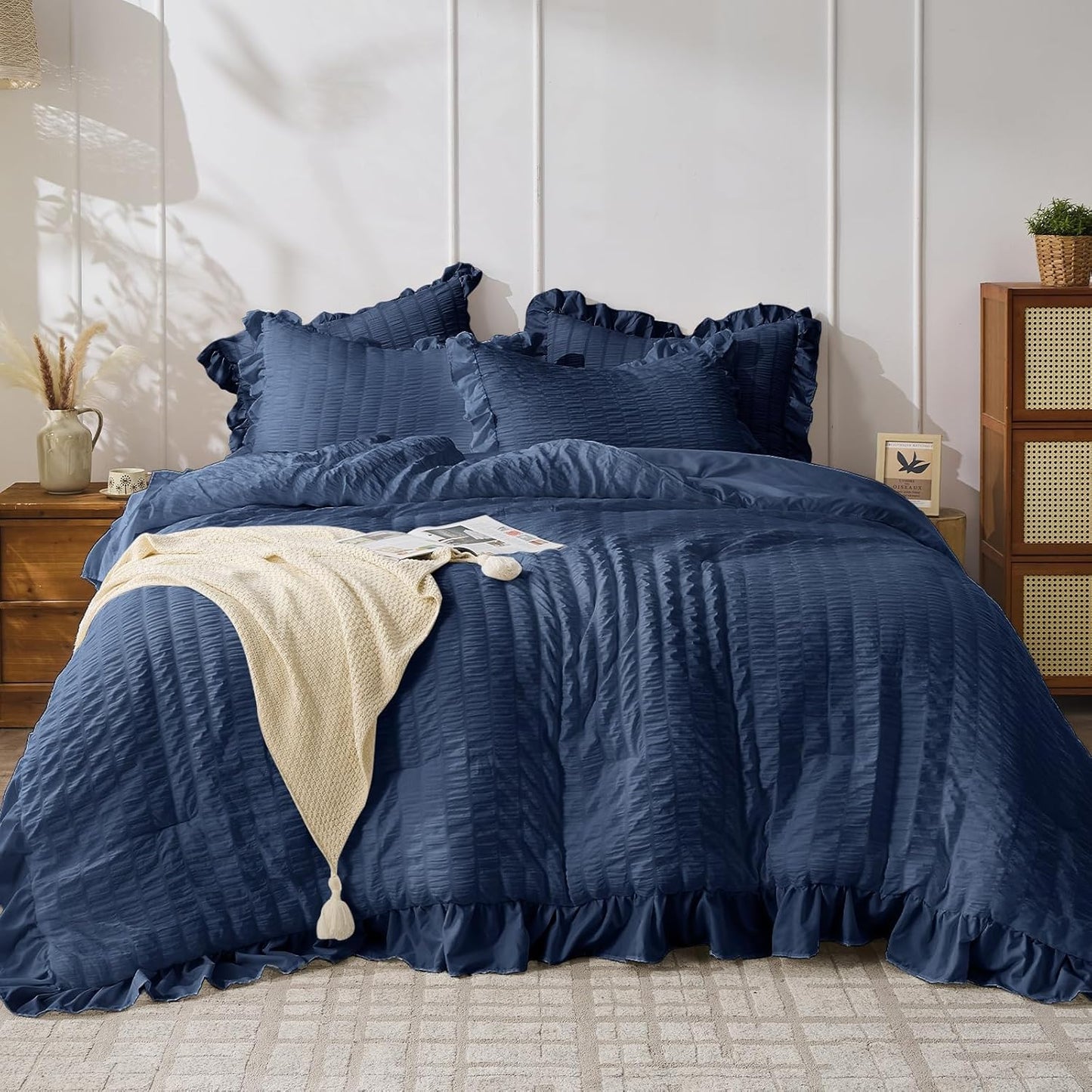 JOLLYVOGUE Navy Blue Comforter Set for Full Size Bedding