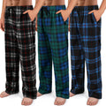3 Pack Mens Pajama Pants Microfleece Plaid Sleep & Lounge Pants - Warm