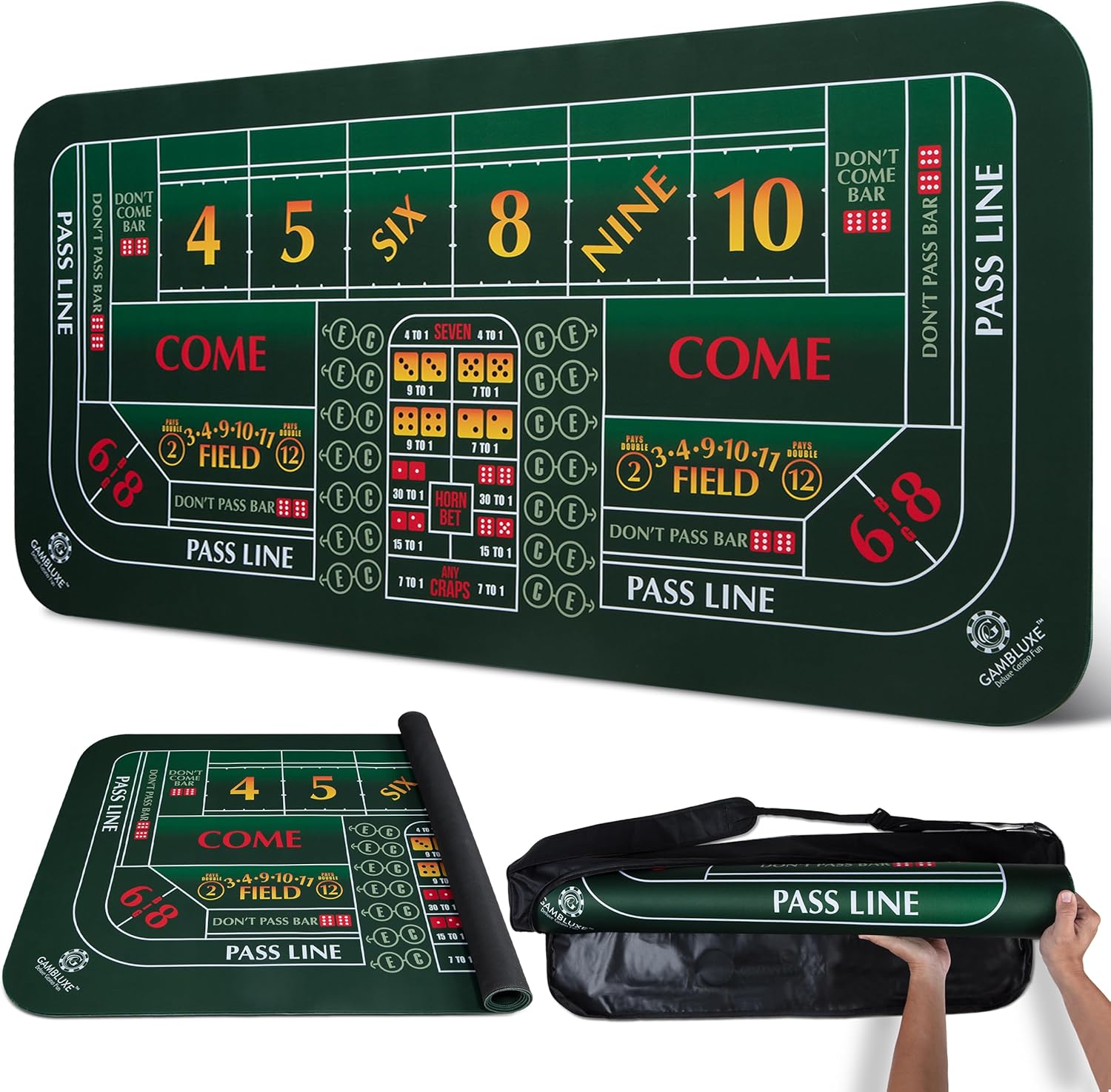 70in X 35in Craps Table Top Mat - Durable, Non-Slip Rubber
