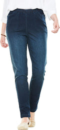 Plus Size Women's Straight Leg Fineline Stretch Denim Jeans - Pull-On