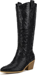 Rhinestone Cowboy Boots Knee High Western Cowgirl Boots - Sparkly 2