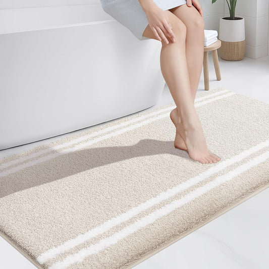 Non-Slip Machine Washable Bathroom Rug 30in x 60in Beige