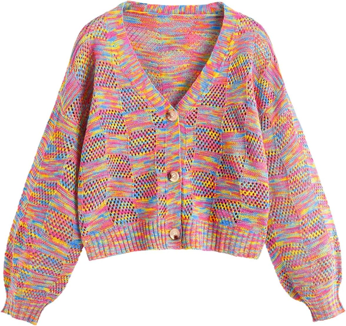SweatyRocks Women's Long Sleeve V Neck Knit Cardigan Sweater