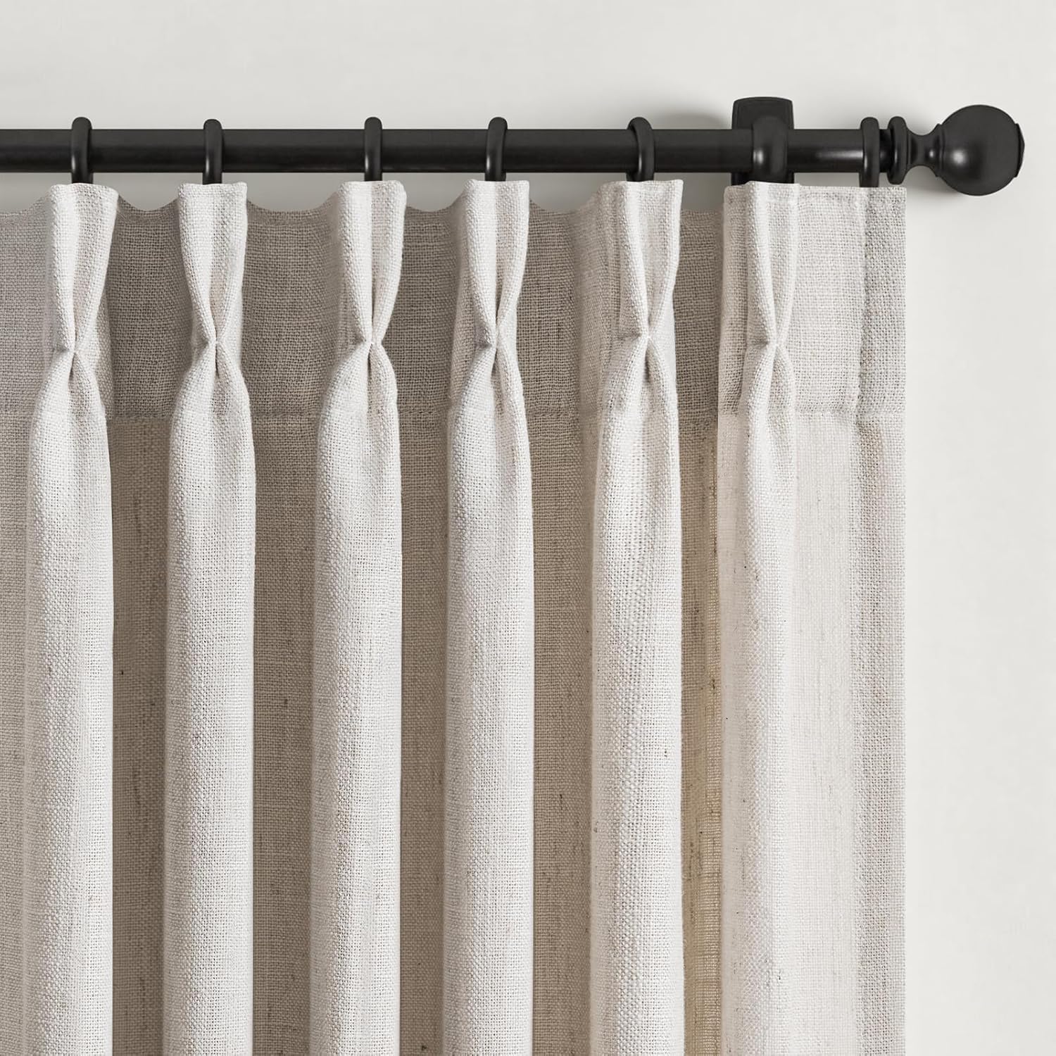 Oatmeal Linen Pinch Pleated Curtains for Elegant Living Spaces