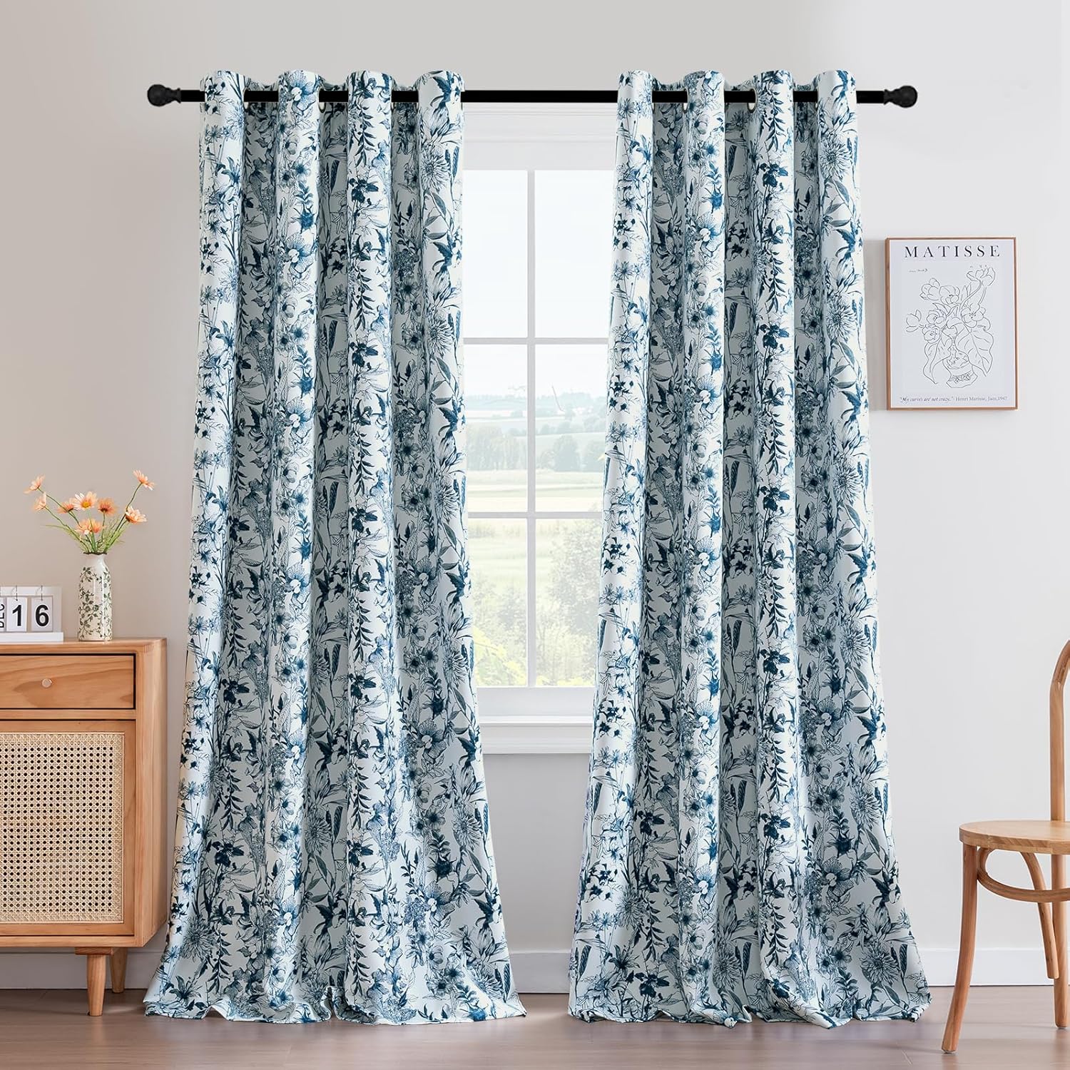 H.VERSAILTEX Blackout Curtains 96 Inch Length Floral Print Set