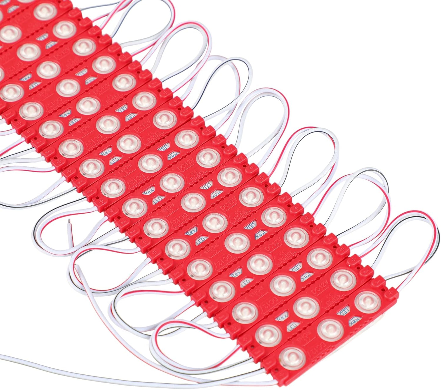 REXTiN Super Bright 200pcs 2835 3 LED Module Red Waterproof Lights