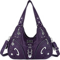 Hobo Shoulder Bag for Women in Washed PU Leather - Large Daily Satchel