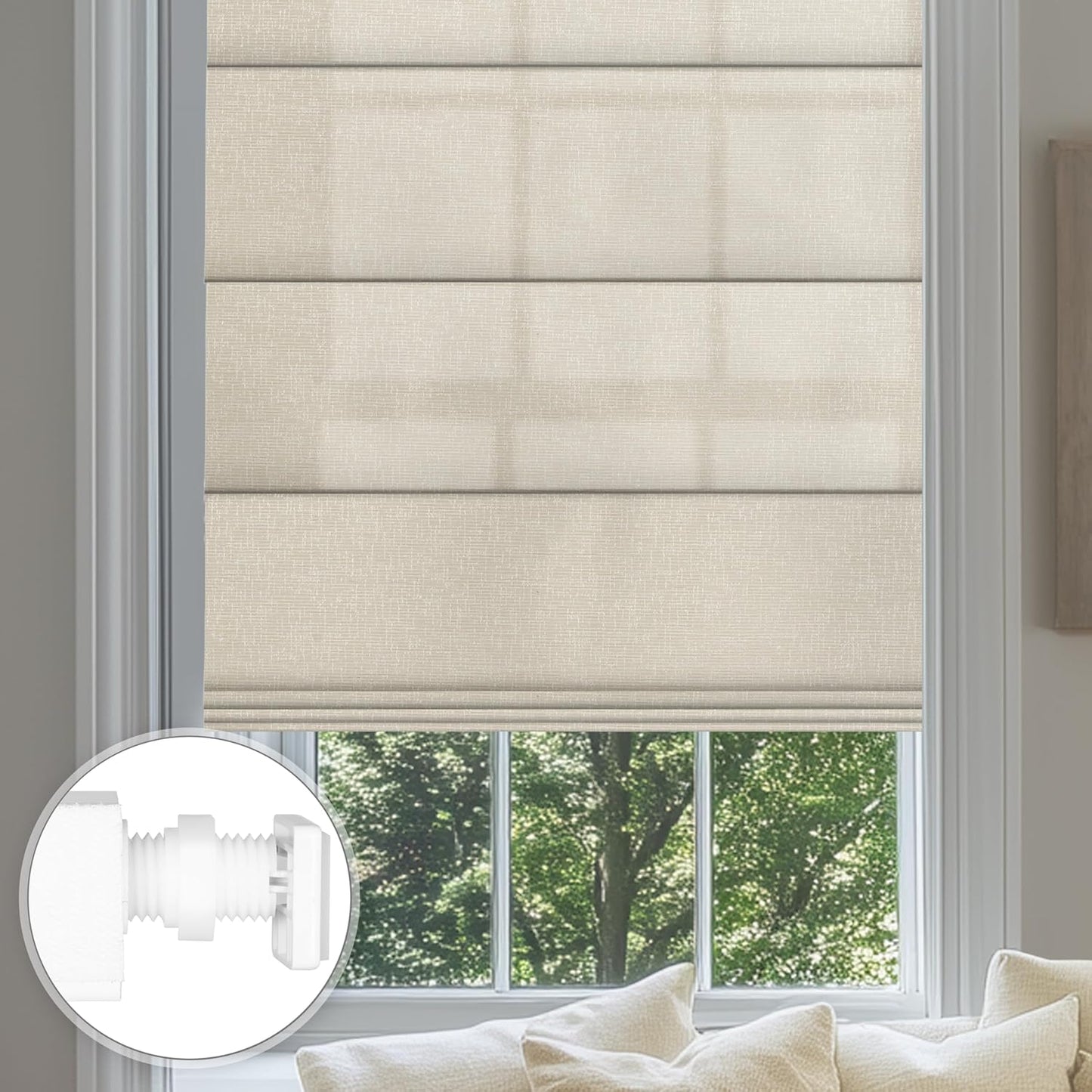 No Drill Roman Shades for Windows - Easy Installation & UV Protection