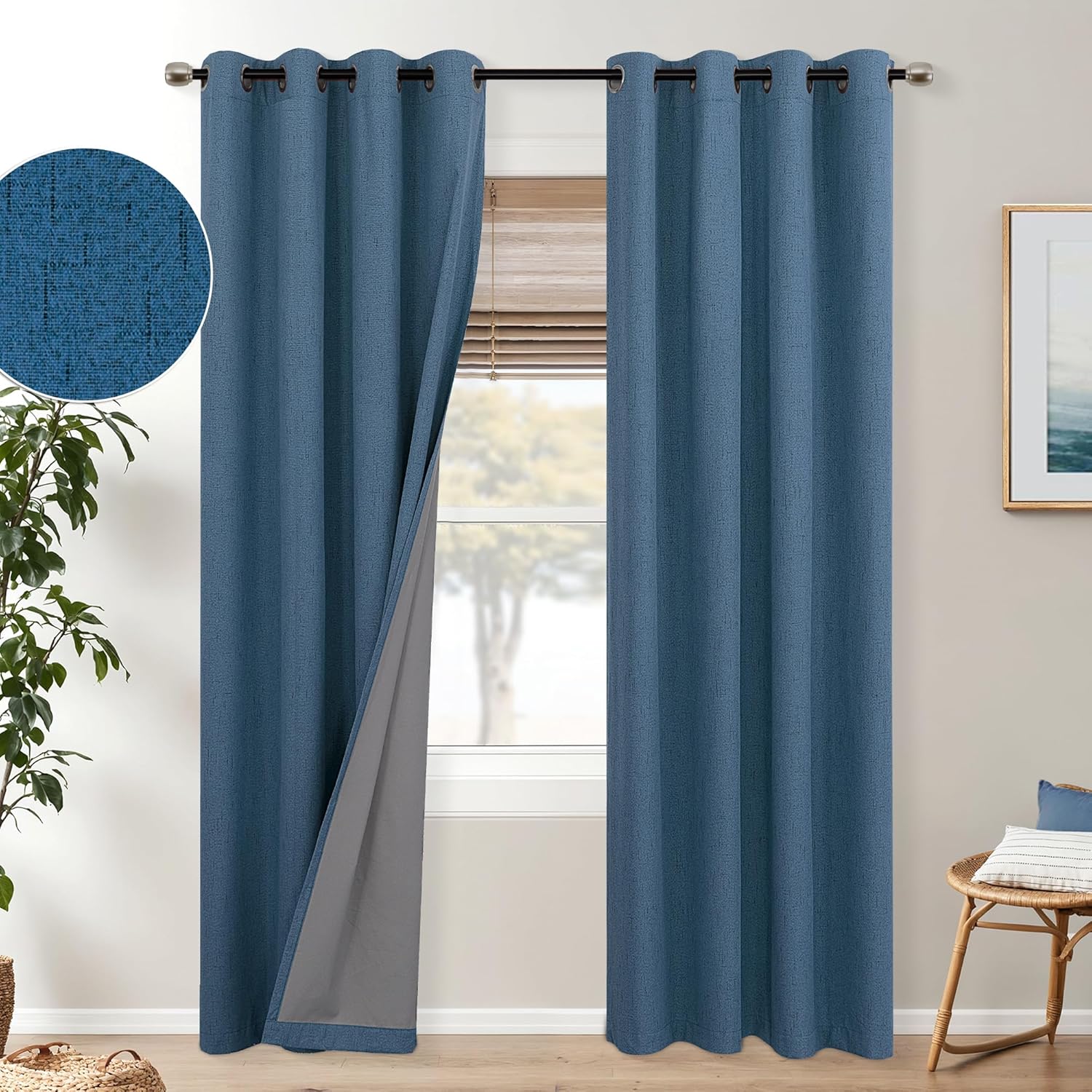 Elegant Denim Blue Curtains for Living Room and Bedroom Use