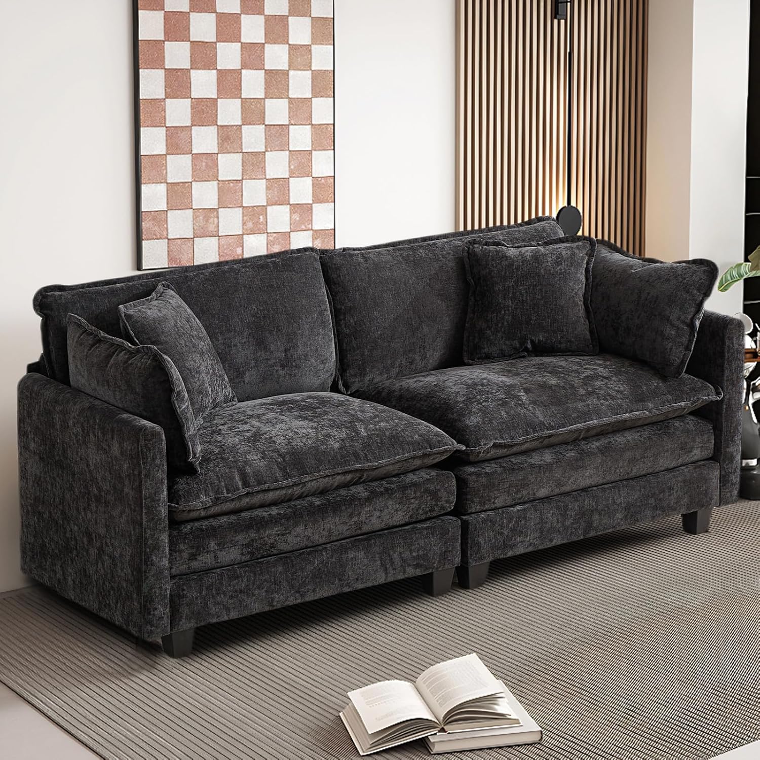 SoarFlash 77.95in Chenille Sectional Sofa for Modern Living Rooms
