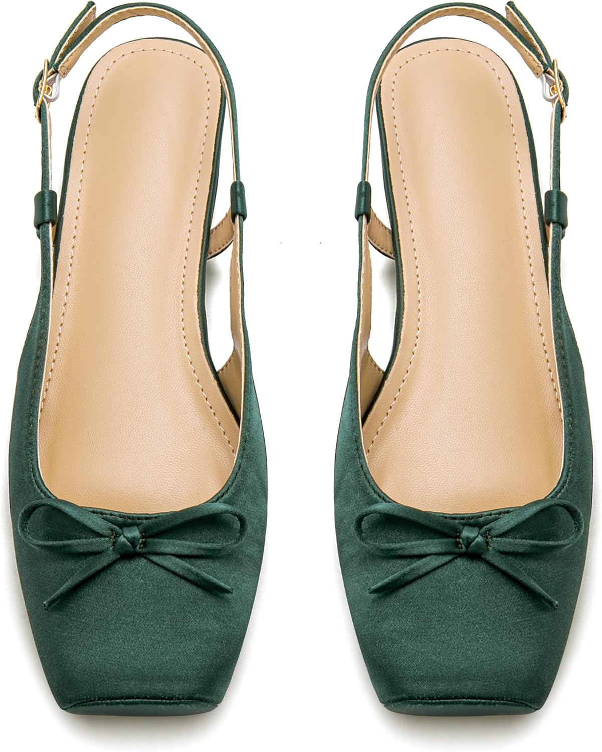 Women's Ballet Flats Slingbacks with Square Toe and Bow Design