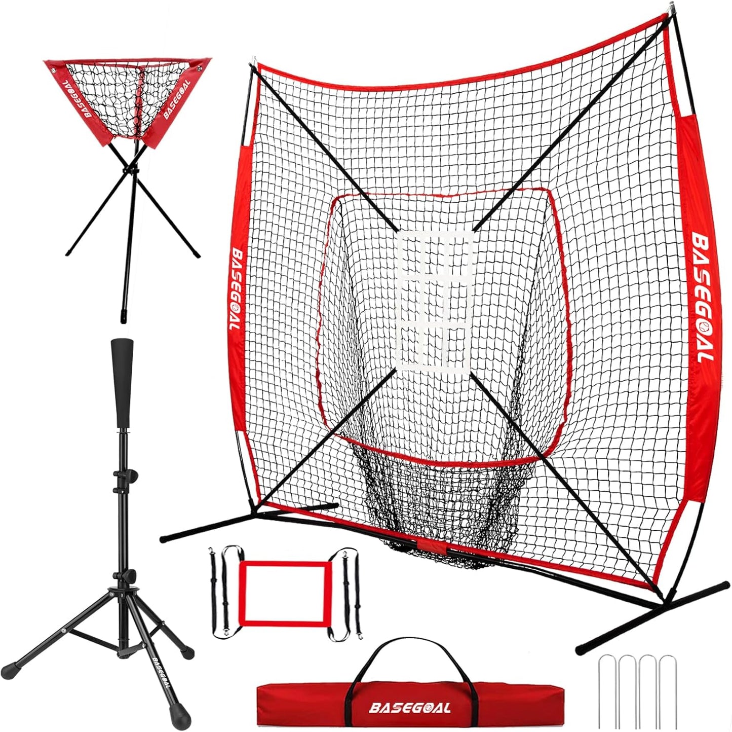 7ft 7in Baseball Softball Practice Net with Batting Tee and Caddy