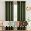 MIULEE Olive Green Linen Curtains 72 in 2 Panels - Soft Semi Sheer