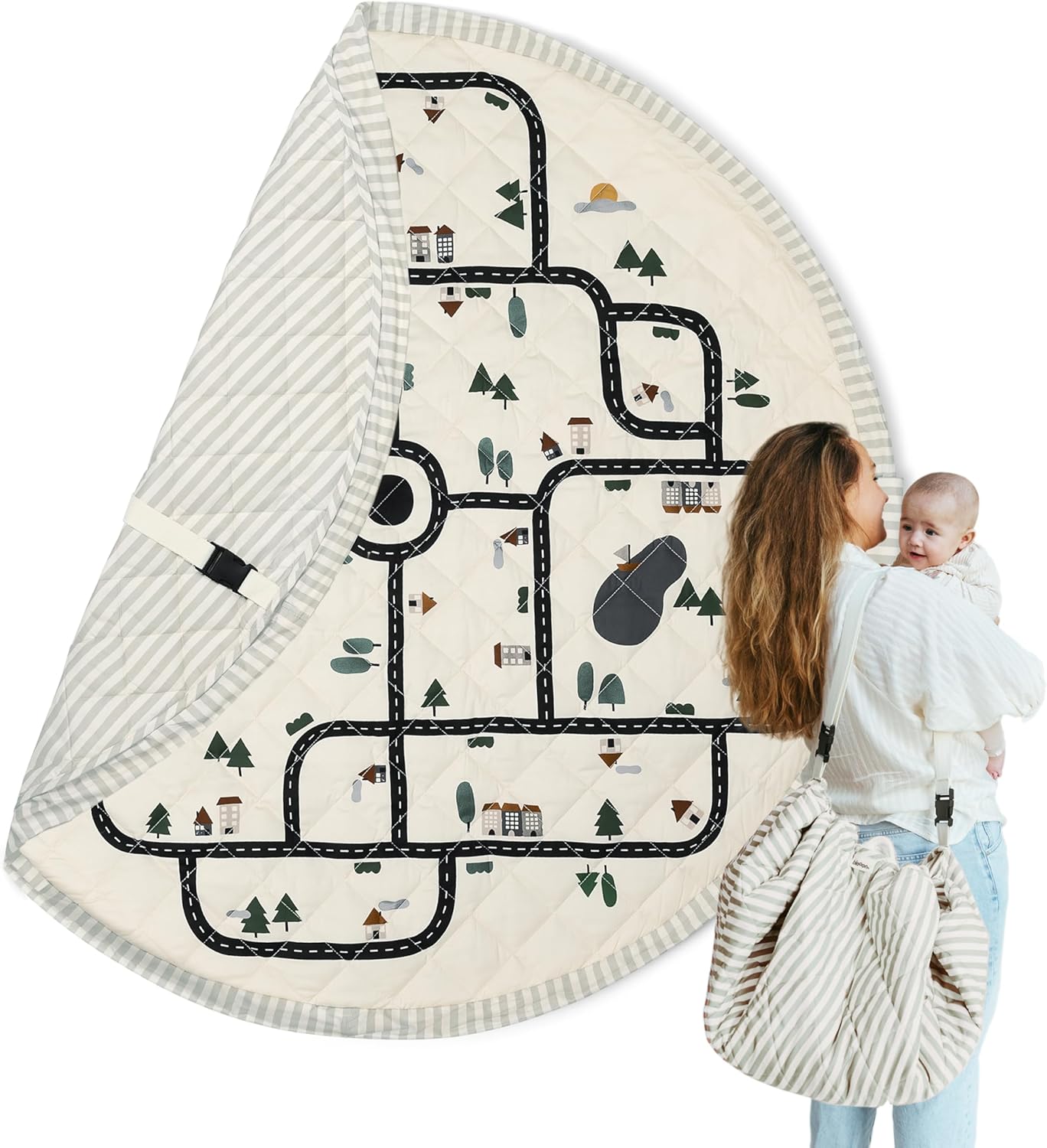 Blooom 2-in-1 Quilted Baby Play Mat & Storage Bag for Travel