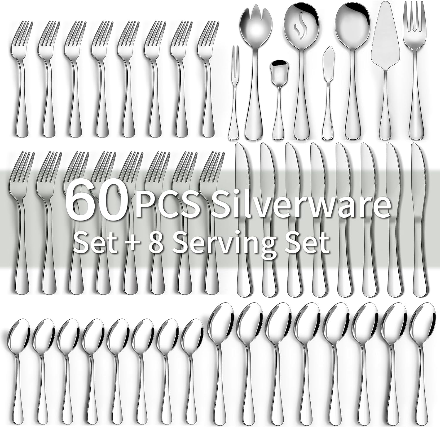68 Pieces Silverware Set for 12 - CEKEE Stainless Steel Flatware
