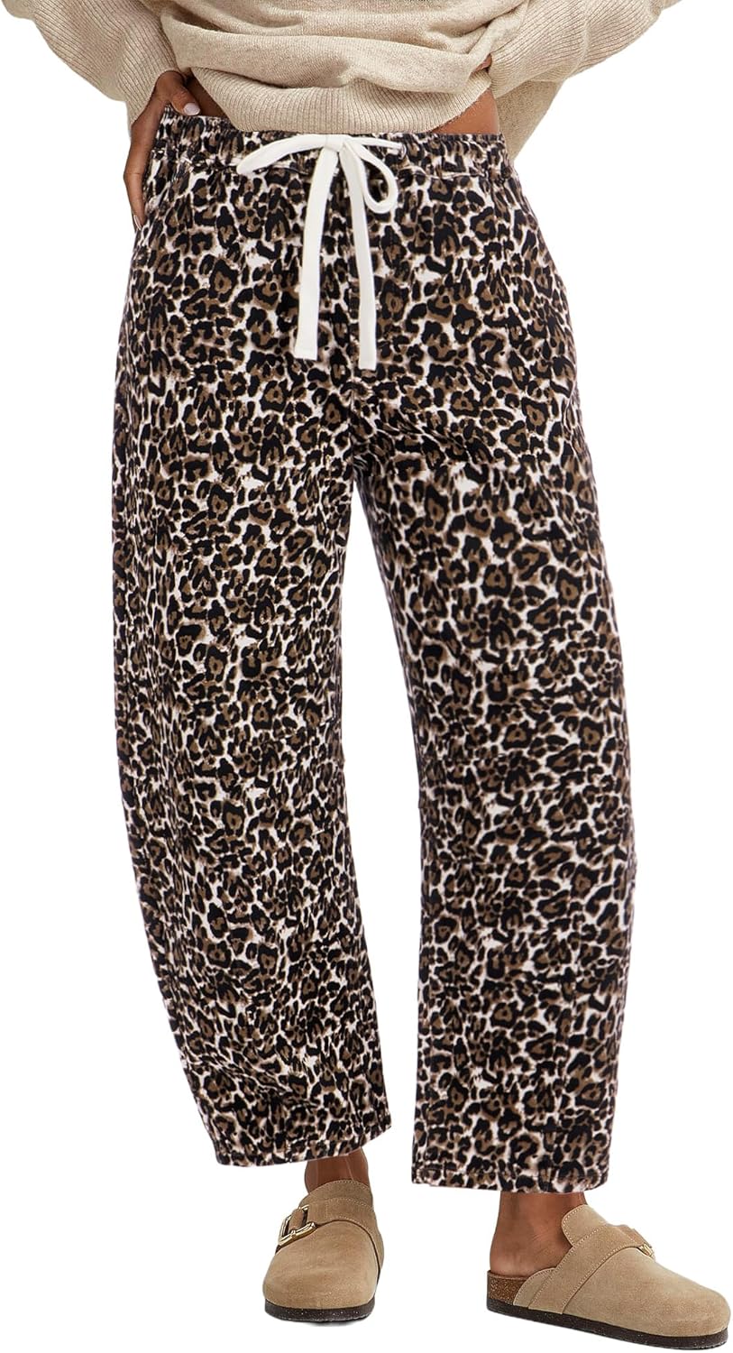 Trendy High Waisted Leopard Print Barrel Jeans for Women