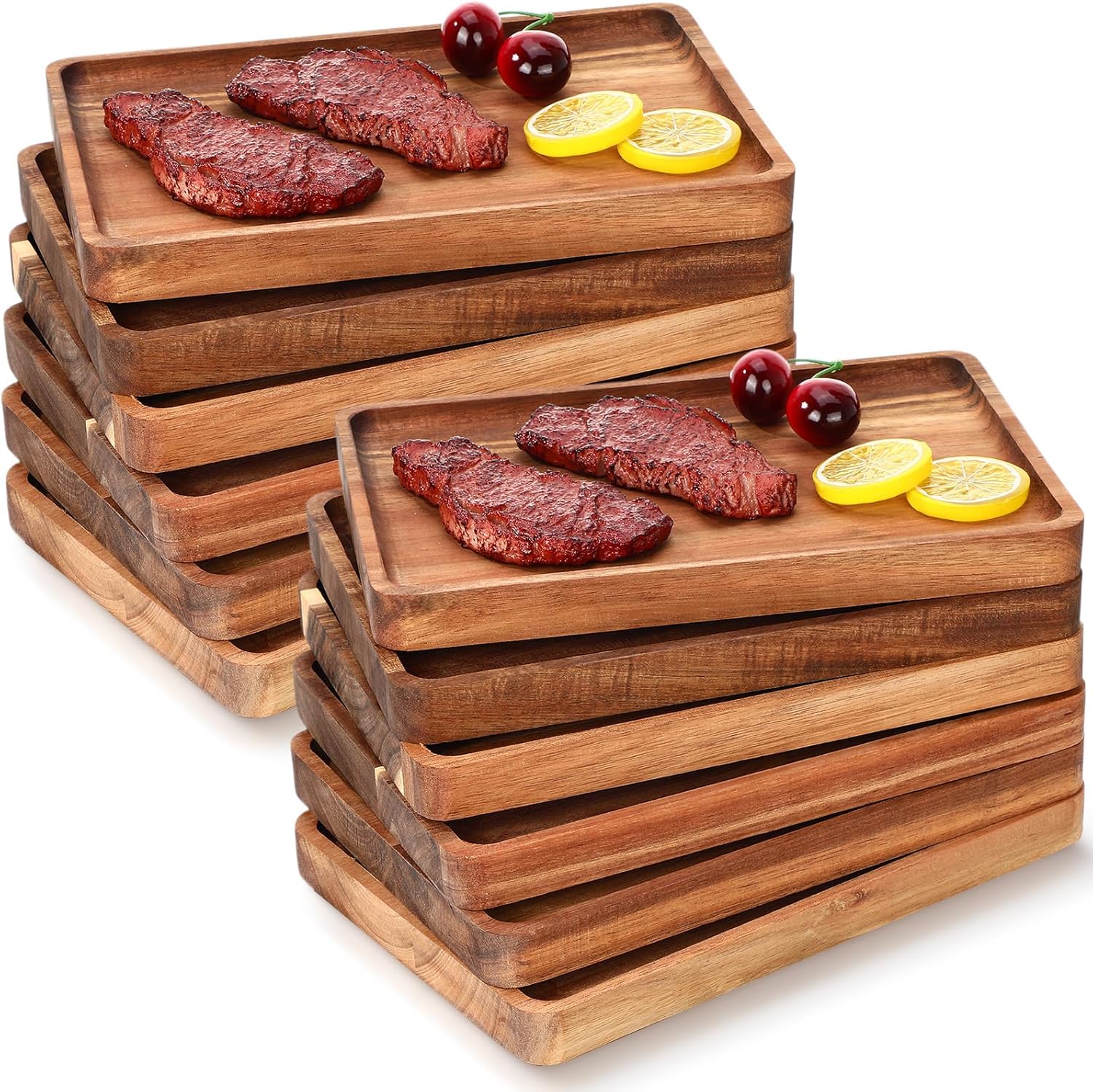 Roshtia 12 Pcs Acacia Wood Serving Tray for Charcuterie Boards