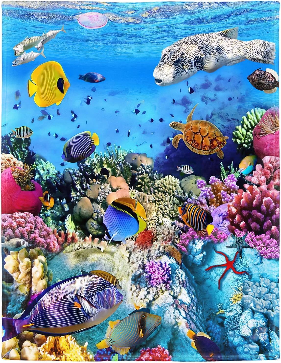 Vibrant Tropical Fish Blanket, 50x60 inches, Soft Cozy Throw