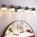 5-Light Black Bathroom Vanity Light - Dimmable 5-Mode LED
