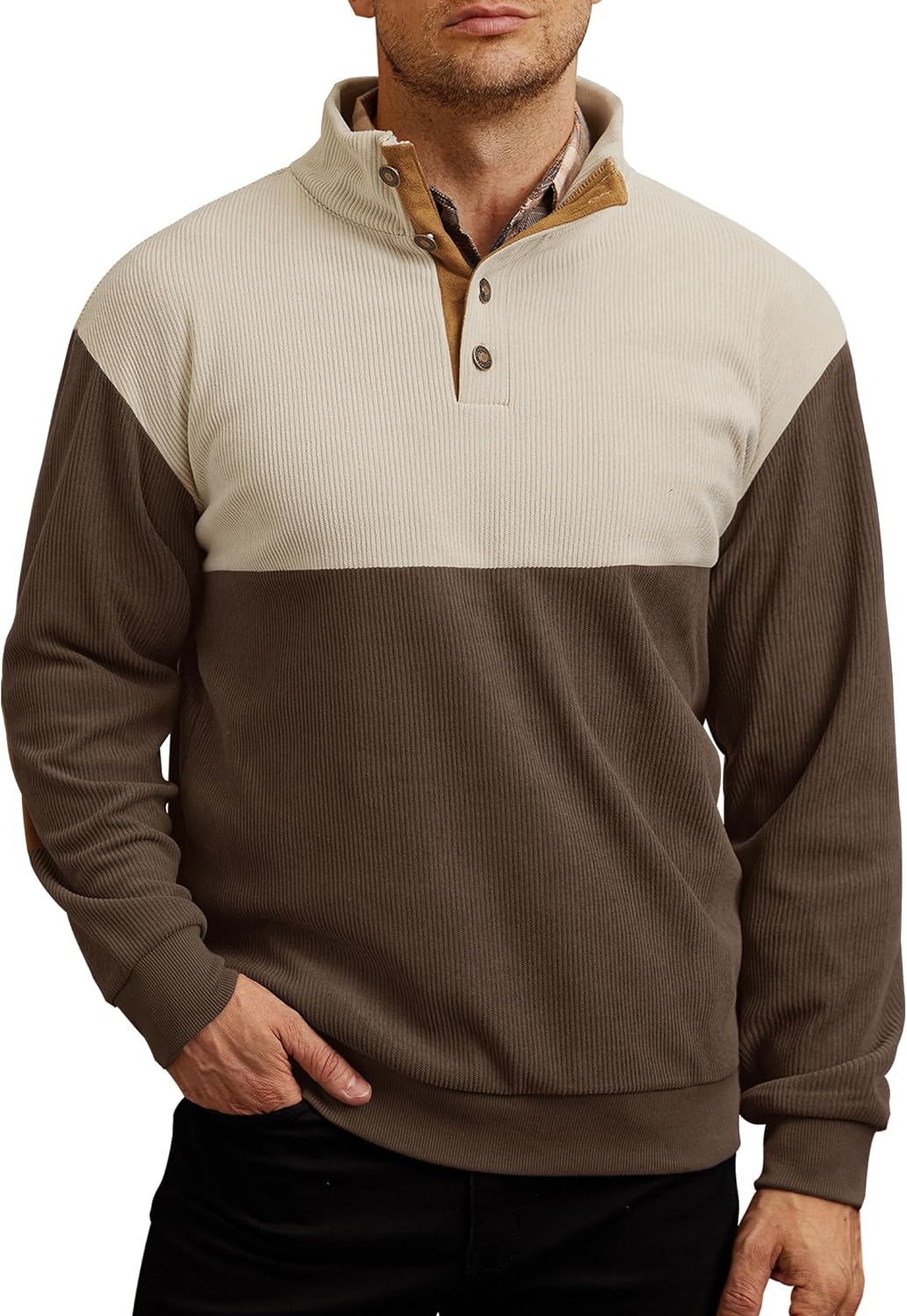 Mens Corduroy Fleece-Lined Sweatshirts for Winter Style