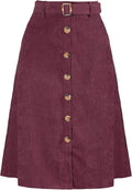 Allegra K Womens High Waist Button Front Corduroy Midi Skirt - A-Line