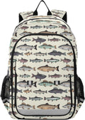 Fisyme Vintage Fish School Backpack Laptop Daypack - Durable