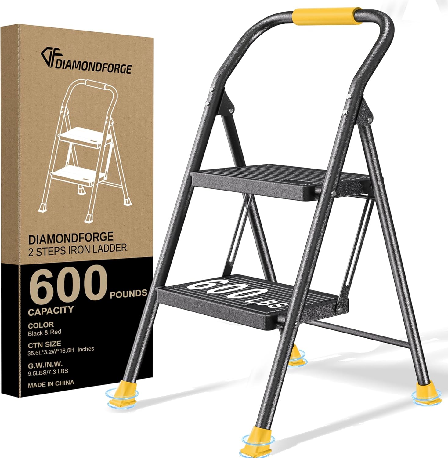 Heavy Duty Foldable Step Ladder for Home Use - 600Lbs Capacity