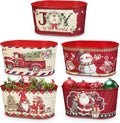 Putuo Decor Christmas Metal Bucket 5-Piece Set - Festive Galvanized