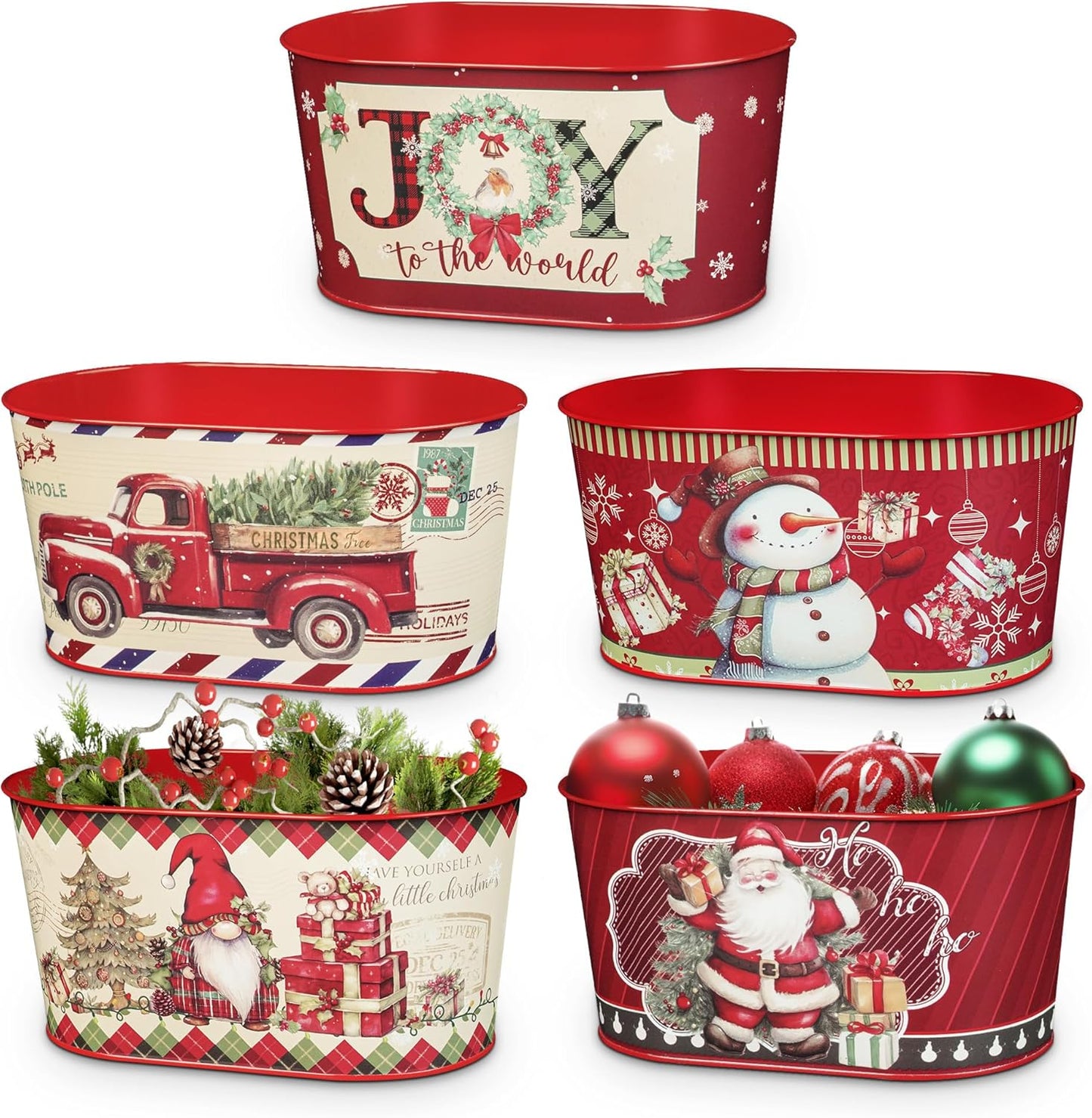 Putuo Decor Christmas Metal Bucket Set for Festive Decor