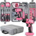 Hi-Spec 58pc Pink 8V USB Cordless Drill Driver and Ladies Tool Kit
