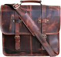 16in buffalo leather messenger bag laptop case - vintage office